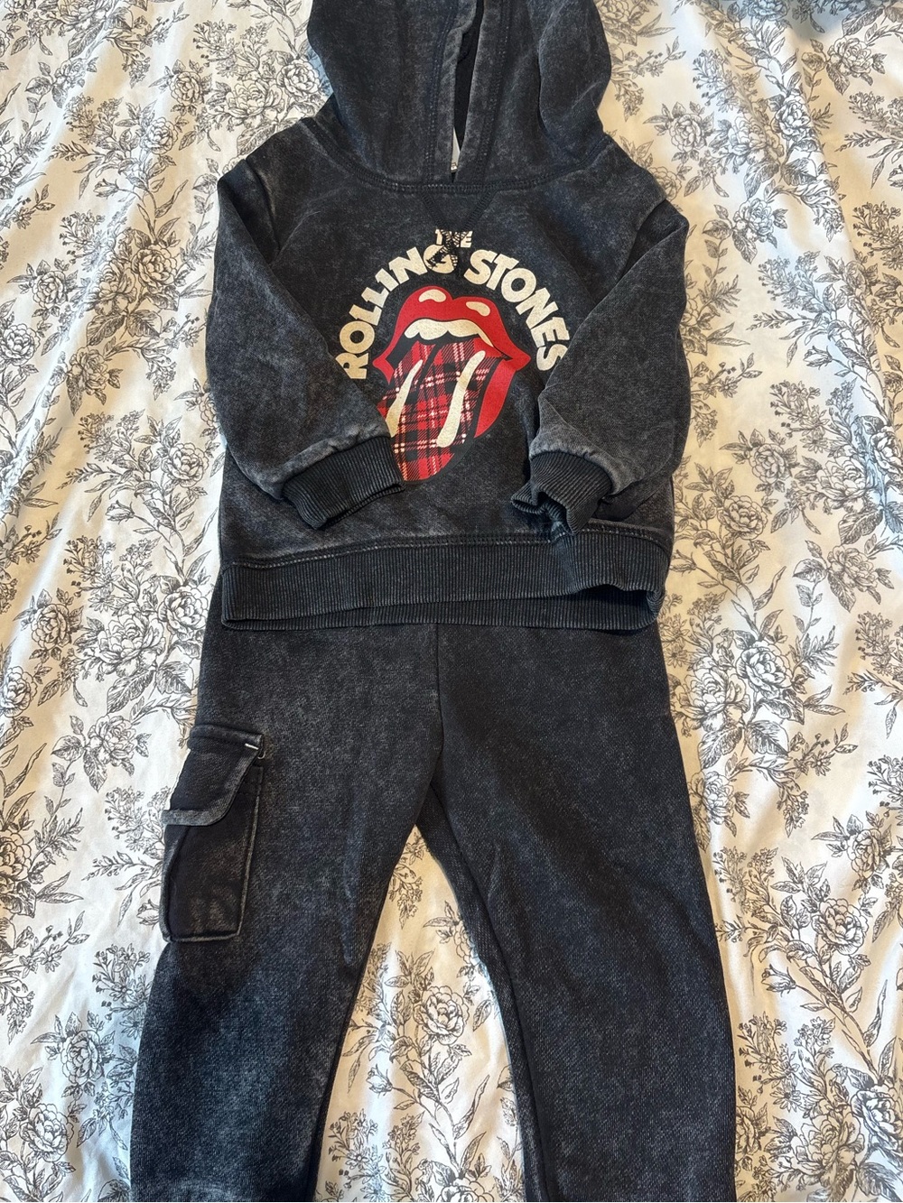 Rolling Stones Graphic Hoodie & Jogger Set - Black Wash